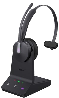 Yealink WH64 Mono Teams Casque avec Station de Base – Idéal pour Microsoft Teams, Design Confortable à Une Oreille, réduction du Bruit, Port USB