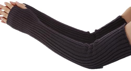 TMTGTS 1 Pairs Long Fingerless Gloves Knit High Striped Arm Warmer Thumb Hole Stretchy,Gestreift Handschuhe Stricken Armwärmer Daumenloch Dehnbare Handschuhe Winter Pulswärmer Handschuhe Unisex