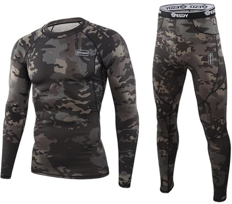 Ensemble-sous-Vetement-Thermique-Homme-Haut-Thermique-Homme-Legging-Homme-Sport-sous-Vetement-Ski-Homme-pour-Automne-Hiver-Tee-Shirt-Manche-Longue-Homme-Col-Round-Collant-Homme (Ville, L)