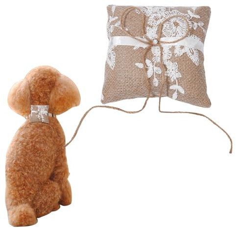 NICENEEDED Portafedi per Matrimonio A Forma di Cane, Portafedi A Forma di Fiore, Portafedi, Cuscino Portafedi, Porta Cuscini Ad Anello