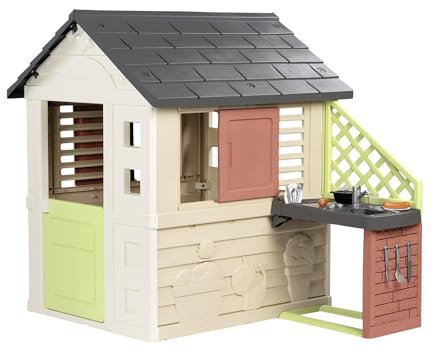 SMOBY LIFE NATURE PLAYHOUSE + KITCHEN PLAYHOUSE. Indoor/outdoor sustainable play with 51% recycled material