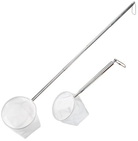 DBOO Aquarium Shrimp Net 7.5cm Tiny Fish Net with Telescopic Stainless Steel Handle 14-40 cm Soft Round Fine Net Mesh