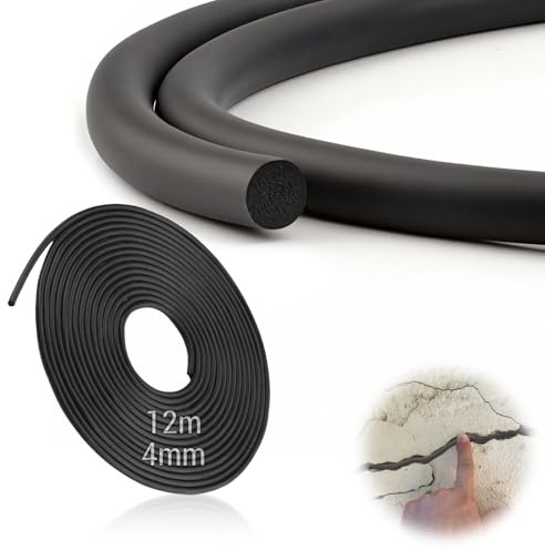 TXXATX Fugen Dichtschnur EPDM Fugenfüllprofil Ø 4 mm Dichtschnur für Fugen 12 m Moosgummi Dichtung Schwarz Fugenband Dichtung Schaum Rundschnur Fugenschnur für Türen Fenstern Wänden und Decken