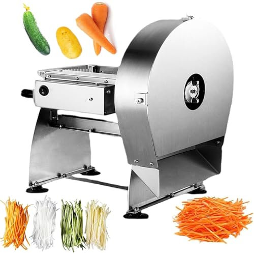 LHQYA Electric Commercial Vegetable Slicer, Stainless Steel Crusher with Handle, Material Slot 25cm * 13cm&cutting Sizes 2X2mm, 3X3mm, 3.5X3.5mm Optional&10s To Complete, for Potatoes and Carrots