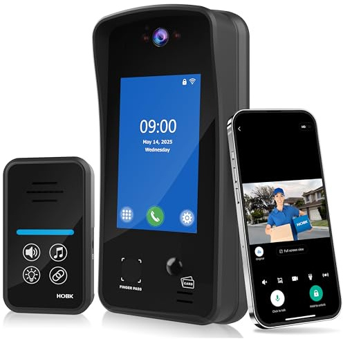 UHPPOTE Video Intercom Door Access Control System Doorbell with Fingerprint, Two-Way Talk, PIR Motion Detection, Tuya WiFi Phone Access