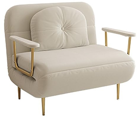 Chaiselongue Sofa mit Schlaffunktion Gästebett Klappbar mit Kissen und Armlehnen 6 Fach Verstellbare Rückenlehne Recamiere für Wohnzimmer, Schlafzimmer(Beige,190 * 100 * 30cm)