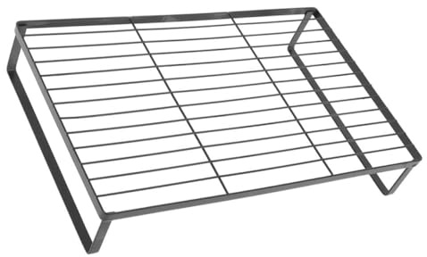 HOUDERCO Support Cuisine Multifonction pour Plaque à Induction et Cuisinière à Gaz, Petite Taille Noire Perforée, en Matériau Résistant la Chaleur, Étagère de Rangement Pratique
