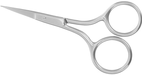 1PC Beard Scissors - Dual Blade Small Scissor - Stainless Steel Eyebrow and Nose Trimming Tool - Rounded Tip Grooming Scissors for Face Hair (Silver)