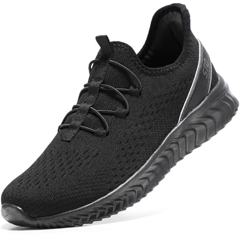 STQ Slip on Shoes Women Comfortable Orthopedic Walking Shoe for Women Plantar Fasciitis Knit Slip on Sneakers Gym Work Travel Essentials, All Black, Size 8