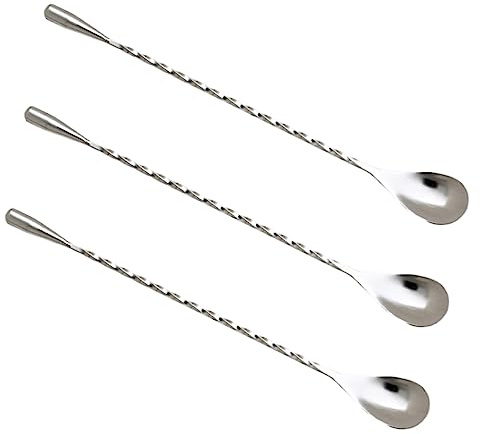Healifty 3piezas Cucharas De Cóctel De Acero Inoxidable con Mango Espiralado Agitadoras Resistentes para Café Té con Leche Postres y Mezclas Bar y Hogar