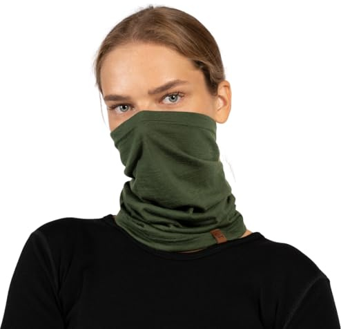 menique 100% Merinowolle Schlauchschal, Einlagiger Langer Loop Schal | Multifunktionstuch und Halswärmer für Damen Herren, Motorrad-Halstuch, Ski-Maske für Outdoor Sport, weich und atmungsaktiv