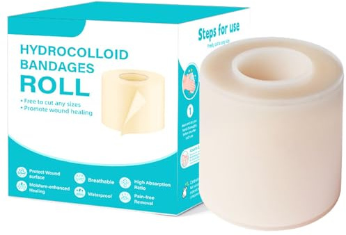Hydrokolloid Pflaster Rolle,Silikon Narbenpflaster Pickel Patch Rolle,Hydrokolloidrolle Zuschneidbar, Wasserfest Atmungsaktive Hautfreundliche Wundverbände für Schnittwunden Kratzer Narben (5cm *2m)
