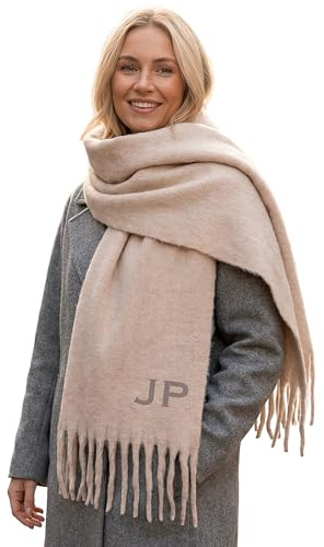 Womens Personalised Scarf Wrap Fluffy Blanket Luxury Warm Soft-touch Fabric Gift for Girls Womens Ladies Shawl Pashmina (Blush)