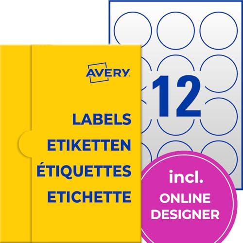 AVERY Zweckform transparente runde Etiketten (120 Klebepunkte, Ø60mm auf A4, runde Aufkleber zum Bedrucken, selbstklebend, wetterfest, Beschriftungen/Produktaufkleber) 10 Blatt, durchsichtig