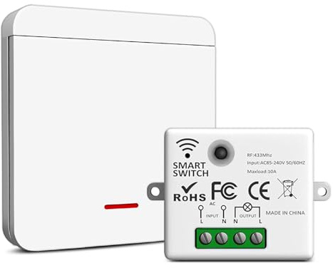 Set de commutateur de lumière sans fil 230V, commutateur de sécurité émetteur et contrôleur récepteur, interrupteur mural étanche Pour commutation d'éclairage jusqu'à 1500 Watt, contrôlez votre lampe