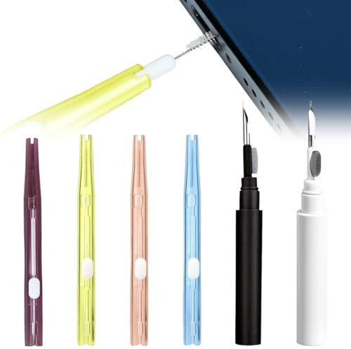 MOLZINY 6 Piezas Kit Limpieza Teléfono, Limpiador Puerto Carga Teléfono Celular con Cerdas Nailon y Gancho Herramientas Limpieza Puerto USB-C Doble Cara para Auriculares Altavoz y Cargador