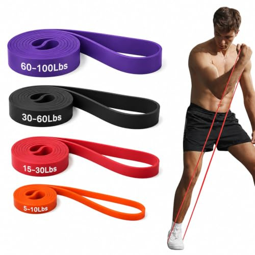 Ferizzia 4 Piezas Bandas Elasticas Musculacion, Bandas de Resistencia | con 4 Niveles de Resistencia, Gomas Elasticas Musculacion, para Yoga, Pilates, Pilates, Fitness, Entrenamiento de Fuerza