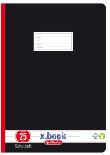 Herlitz Schulheft x.book, A4, liniert mit Rand, Lineatur 25, 20 Blatt, 10 Stück