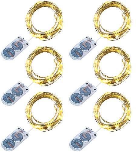 30er Micro LED Lichterketten mit Batterie,RcStarry(TM) 6er stück 10Ft/3M 30 LED Silberdraht Lichterkette Dekoration für Terrasse, Garten, Weihnachten, Hochzeit, Warmweiß - [Energieklasse A+]