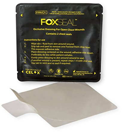 First Voice TS-FSOD1 FoxSeal Lot de 2 pansements occlusifs étanches en maille pour blessure à la poitrine