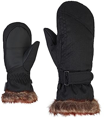 Ziener Mädchen LED Ski-Fäustling/Wintersport | warm atmungsaktiv, black-stru, 5,5