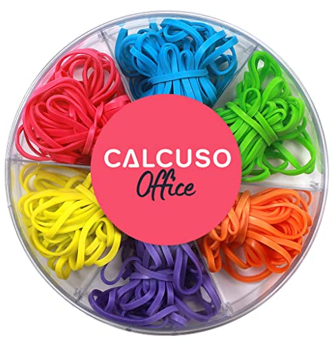 CALCUSO Gomas elásticas: Gomas elásticas coloridas para uso escolar/oficina, 120 piezas, 6 colores con 20 piezas cada uno