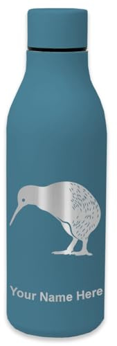 LaserGram Double Wall Stainless Steel Water Bottle, Kiwi Bird, Personalized Engraving Included (Slate Blue)