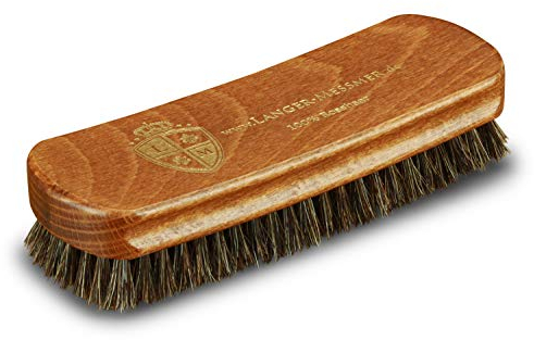 Langer & Messmer Lederbürste Textilbürste Schuhbürste für Glattleder, Autositze & Möbel – Hochwertige Naturborsten aus Rosshaar, ergonomischer Griff, langlebig & nachhaltig – Made in Germany