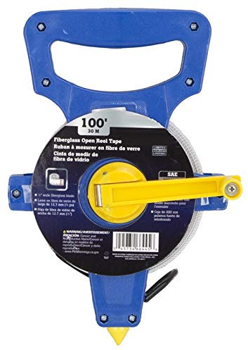 Edward Tools Tape Measure Reel, 100.0 feet / 30 Meter, FiberGlass Waterproof, Slide Lock, Ideal for Surveyor, Appraiser, Landscape, Outdoor, Sports, Baseball, Track, Landscape Work