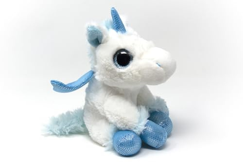 Kuscheltier - Einhorn - weiß/blau sitzend - 20 cm