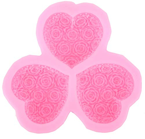3 cavités en forme de coeur Rose fleur Silicone moule savon Fondant gâteau chocolat bougie bricolage outil de cuisson pour la saint valentin