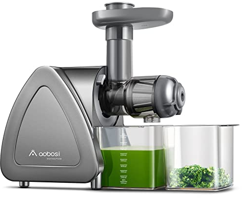 Estrattore frutta e verdura AAOBOSI juicer-Spremiagrumi elettrico con controllo della velocità a 2 stadi-Centrifuga frutta e verdura con coclea a 8 stadi (37.2 x 30 x 27.2 cm, Grey)