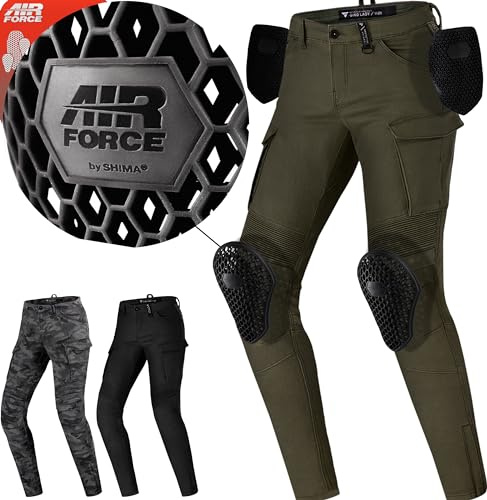 SHIMA GIRO 2.0 LADY Motorradhose Damen - Elastische, Slim Fit, Cargo Biker Hose Damen mit DuraQL Schicht, Knie und Hüft Protektoren, Oberschenkeltaschen (Khaki, 24 LONG)