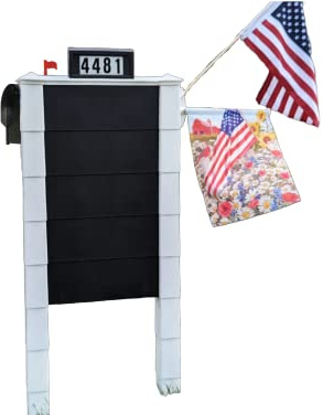 Custom Design Products Mailbox Protector - Pre-Assembled, No Dig, Keep Safe from Snowplow, Made in USA (White Trim with Black Panel)