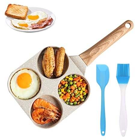 Umllpet Padella Antiaderente per Pancake e Uova Fritte - 4 Fori, per Colazione, Bistecche, Hamburger - Compatibile con Fornelli a Induzione