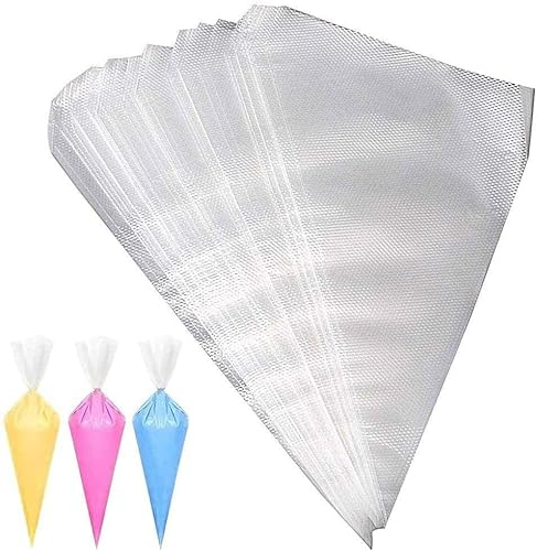 SECALIFE 100 mangas pasteleras desechables para glaseado, mangas pasteleras de plástico, para decoración de pasteles, glaseado real, 23 x 35 cm
