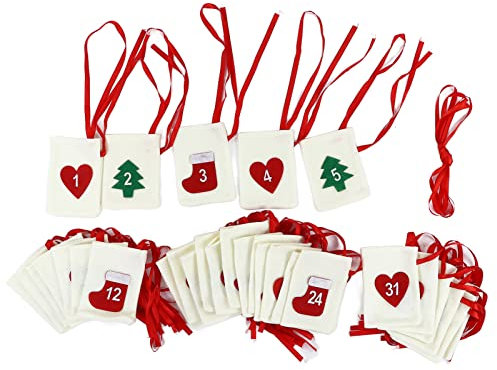 Weihnachts-Adventskalender-Taschen, Adventskalender-Countdown-Taschen, 31 Tage Hängende Countdown-Filz-Geschenktaschen, Wiederverwendbare Geschenktüten, Weihnachts-Countdown-Kalender, Für Party-F