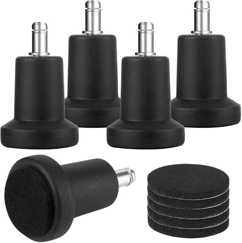 5 Pc Noir Roulette Chaise Bureau, 11 x 22 mm Roues Fixes De Bureau, Patin Chaise Bureau avec 5 Pc Patins pour Tous Les Étages Bureau Maison De Siège Fixe