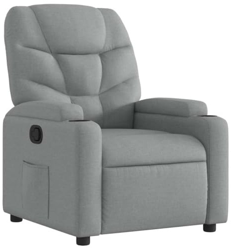 vidaXL Sillón Reclinable, Silla con Respaldo Reposabrazos, Sillón de Televisión Relax Descanso, Asiento para Salón Hogar, Tela Gris Claro