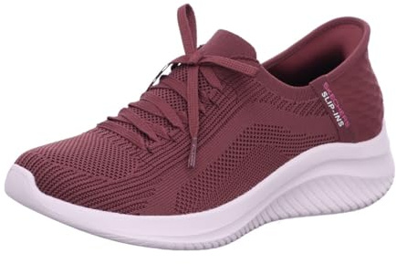 Skechers Women's Ultra Flex 3.0 Brilliant Path Slip-On Sneakers, Burgundy Knit/Trim, 3 UK