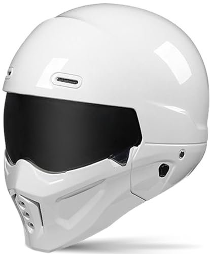 Vintage-Motorrad-Integralhelm, ECE/DOT-geprüft, Retro-Motorradhelm mit offenem Gesicht, für Herren und Damen, Streetbike, Cruiser, Rollerhelm,D,XL