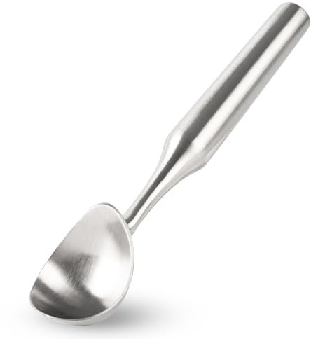 OYV Stainless Steel Ice Cream Scoop, Ergonomically Designed Handle for Comfort, Heavy Duty Ice Cream Scooper, One-Piece Design Ice Cream Scoops, Dishwasher Safe