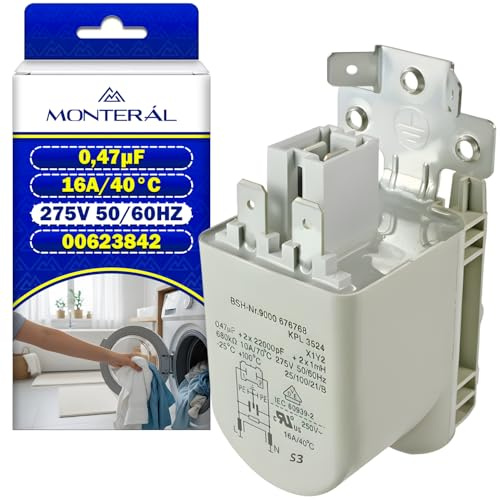 Entstörfilter Waschmaschine 0,47µF 16A/40°C 275V 50/60Hz mit dem Originalcode 00623842 623842 9000 676768 für Bosch für Siemens - Garantie 10 Jahre - MONTERAL