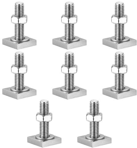 8 Pcs T Track Bolts, M8 x 30 mm Roof Rack Bolt, T Track Adapter Bolt, T-Nut Adapter T-slot Adaptor Bolts and Nuts Set with Washers, for Rail Carrier(M8, Square)