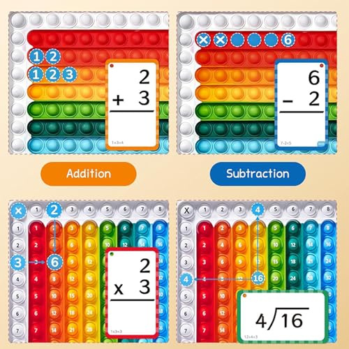 Multiplication des Cartes Mathématiques,Cartes Flash Mathématiques Maternelle, Jeux de Cartes numériques pour, avec Jeu de Cartes de Multiplication Fidget Board Division pour Les âgés de 4 à 8 Ans