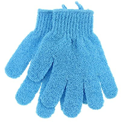 NOLITOY Blue Nylon Bath Exfoliating Gloves Five Fingers Body Scrub Gloves for Gentle Cleansing and Exfoliating Suitable for Shower and Sauna Use
