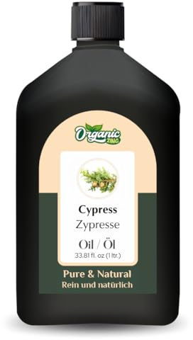 Organic Zing Cypress (Cupressus) Oil | Pure & Natural Essential Oil per skincare, aroma e diffusori – 1000 ml/33,8 fl oz