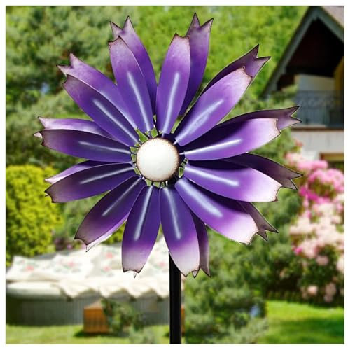 Hazomeu WindräDer 149cm Windrad FüR DraußEn Edelstahl Kugellager Deko WindmüHlen FüR Den Garten FüR Terrasse Und Garten,Purple