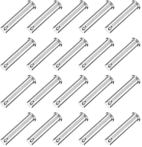 QUARKZMAN 20Pcs M10 x 50mm Pasadores de Horquilla de Un Solo Orificio, 304 Acero Inoxidable Pasadores De Enganche De Cabeza Plana Para Cerradura De Remolque, Reparación De Mecánica