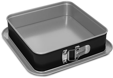 Guardini, Moule ouvrant carré 24 x 24 cm, fond anti-goutte, acier avec revêtement antiadhésif, noir et argent, fabriqué en Italie, ligne Silver Elegance
